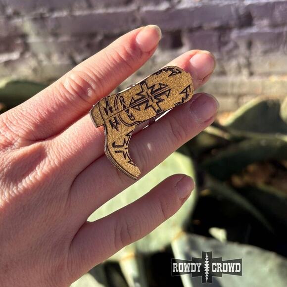 Howdy Honey Leather Western Scarf Slide Tee Clip or Ring - Picture 3 of 3